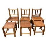 Folk Made Log Chair and Ottoman Set