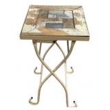 23"h., 12"w Distressed Wood Top Accent Table