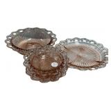 Pink Depression Old Colony Open Lace Plate and Bow