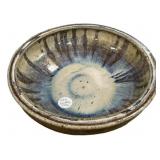 Signed Glass Pottery Bowl 10"