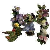 Group of Porcelain Flowers and Birds