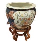 12"h., 15"dia  Chinese oriental ceramic fish bow