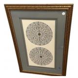 36"h., 24"w Framed Zentangle method Artwork