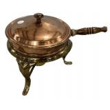 copper and brass chafing dish burner stand