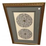 36"h., 24"w Framed Zentangle method Artwork
