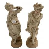 14" Bisque porcelain Man and Woman Figurines