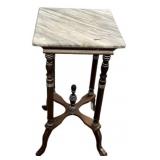 29"h., 14"w Mahogany Marble Top Side Table