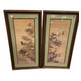 41"h., 20"w Pair of Japanese Botanical Prints
