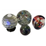 Four Art Glass Paper Weights