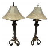 33" Pair of Rococo footed table lamps