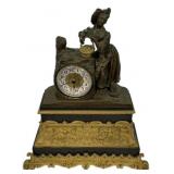 17"h  19th-century French mantel clock Lady Sculp