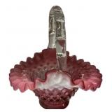 8"h  Fenton Art Glass cranberry opalescent hobnai