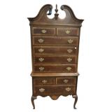 82"h., 38"w Late 20th Century Queen Anne Highboy