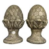 Pair of artichoke Chalkware Finials 12"