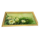 18"h., 32"w Signed Flower Painting