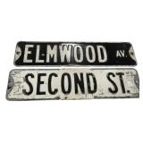 Elmwood Av and Second St Street Signs