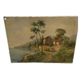36"h., 48"w Painting of Mediterranean Coastal La