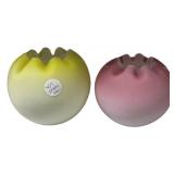 Victorian satin glass rose bowls 5"h