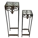 Two Glass Top Metal Stands 40"h., 12"w