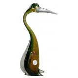 Murano Glass green and amber sommerso Bird 16"