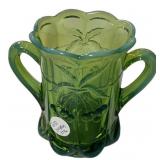 5 1/2" Mosser Green Opalescent Cherry Thumbprint