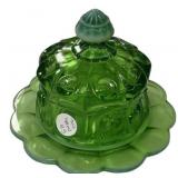 Mosser Glass covered butter dish 6"