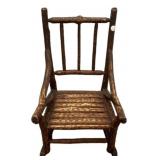 Folk Art Childs Twig Wood Rocker