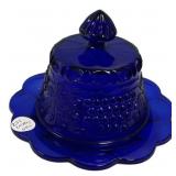 Mosser USA Cobalt Blue Glass Butter Dish