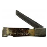 Parker Cut Japan Bone Stag Large Tanto Lockback Kn