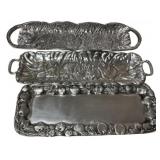 Three Metal Serving Trays 20"w