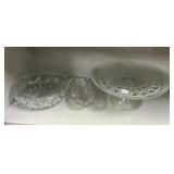 VTG Glass Cake Stand, Bowl, and Dish