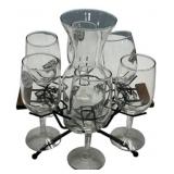 Mid-Century Modern Libbey glass wine caddy set