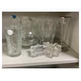 Glass Pitchers, Flower Vases, and Cross