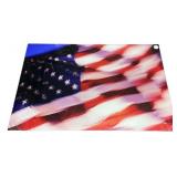 Signed Metal American Flag Wall Art 18"h., 27"w