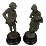Pair of Spelter Boy and Girl Statues