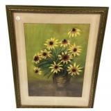 M. Luper 1929 Pastel of Daisies