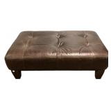 Pottery Barn Tufted brown leather ottoman coffee t