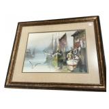 Signed Bob Carnso Watercolor  Sailboat