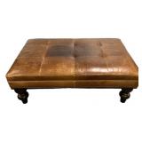 Tufted brown leather ottoman coffee table 18"h.,