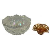 Frosted Pressed Bowl and Marigold  Basket