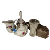 Porcelain Sugar, Creamer, Bell, Vase, Frame