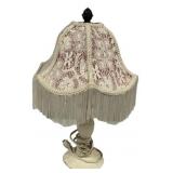 16" Victorian style table lamp cream lace lampsha