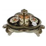 8" 1920 Moriyama Mori-Machi divided bowl with dra