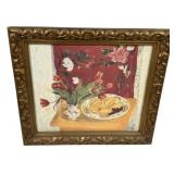 21"h., 23"w Giclee Print Red Shawl and Tulips st
