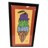 27"h., 15"w Nat Signed Ice Cream Artwork