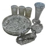 Set of Anchor Hocking Precut Platters, Vase, and C