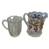 Mosser Cherry Thumbprint Cable Glass Pitcher and V