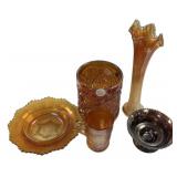 Carnival Marigold Vase, Cup, and Plate Glassware