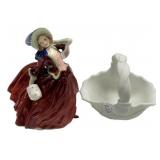 Autumn Breezes Royal Doulton and Satin White Baske