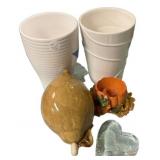 Ceramic Flower Vases, Candle Holder, and heart